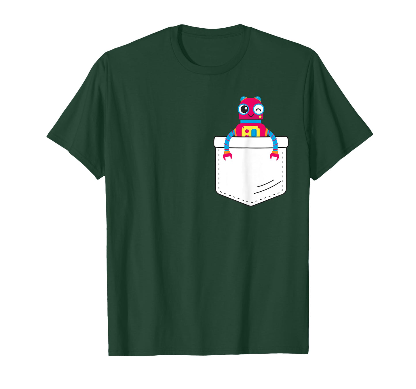 Cute robot inside fake pocket, boys robot shirt T-Shirt