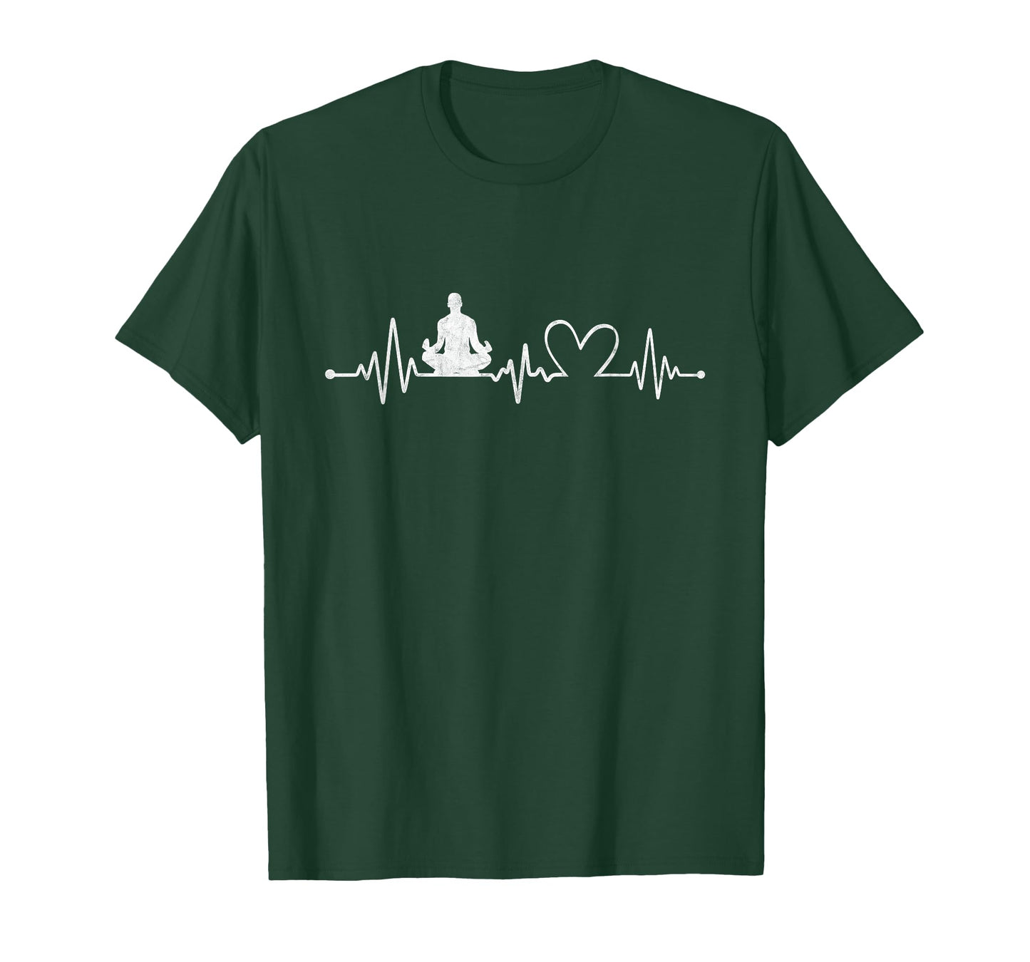 Distressed Yoga With Heartbeat Graphic Yoga Lover T-Shirt