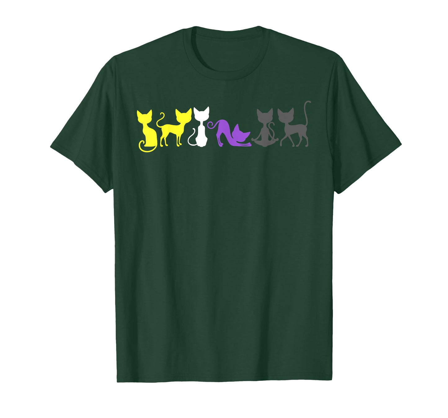 Nonbinary Pride Cats Stretching and Meditating in Flag Color T-Shirt