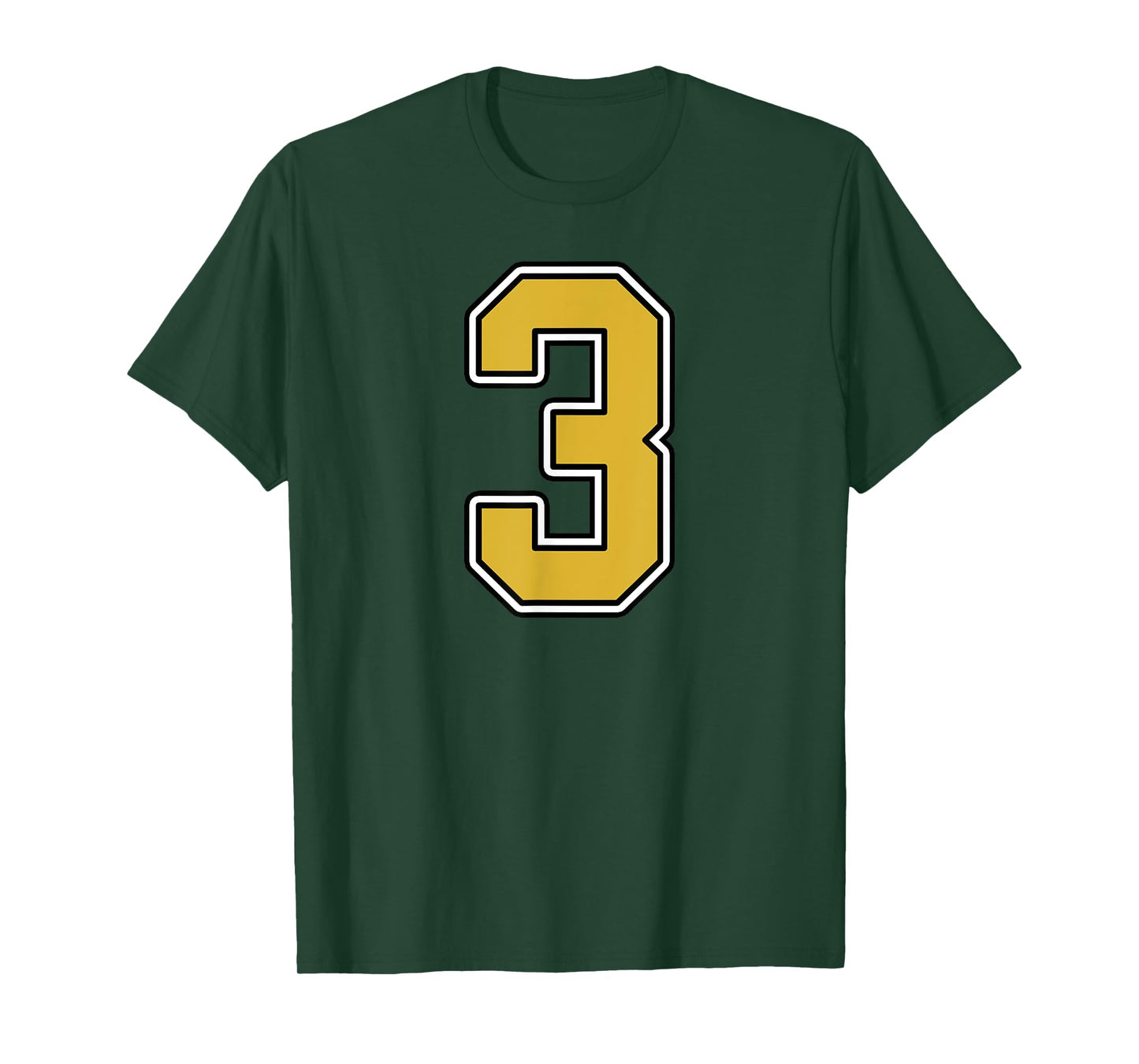 Old Gold Black White Sports Number 3 Jersey Uniform Player T-Shirt
