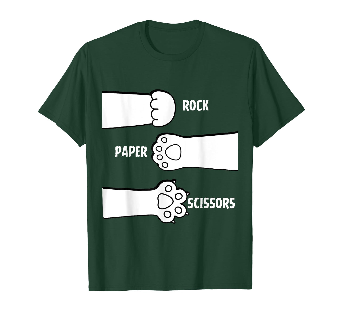 Cat Rock Paper Scissors Hand Game Paw Claw Cute Funny T-Shirt for Men Women Girls Kids