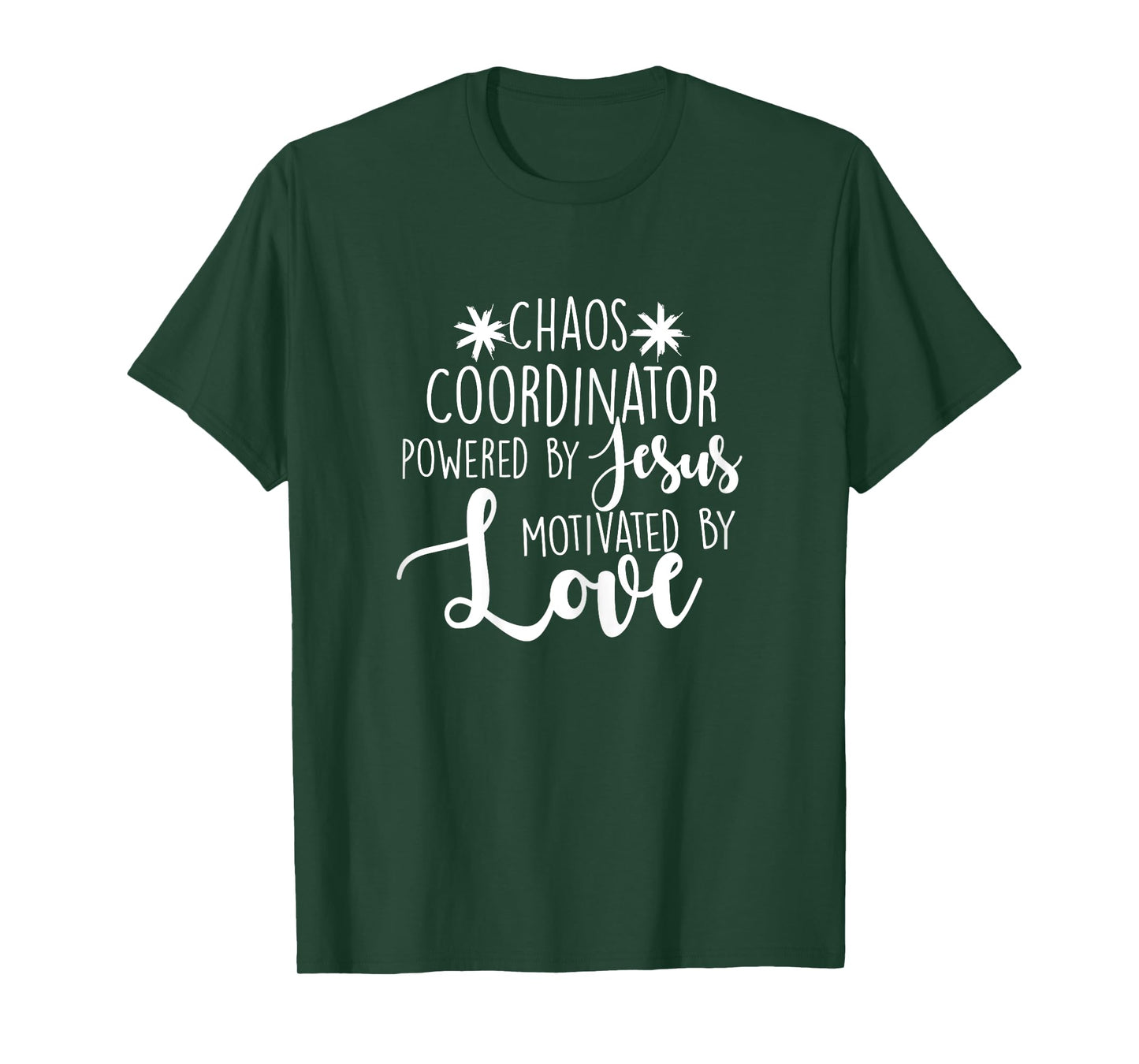 Chaos Coordinator Teacher Design Gift Powered By Jesus Women T-Shirt