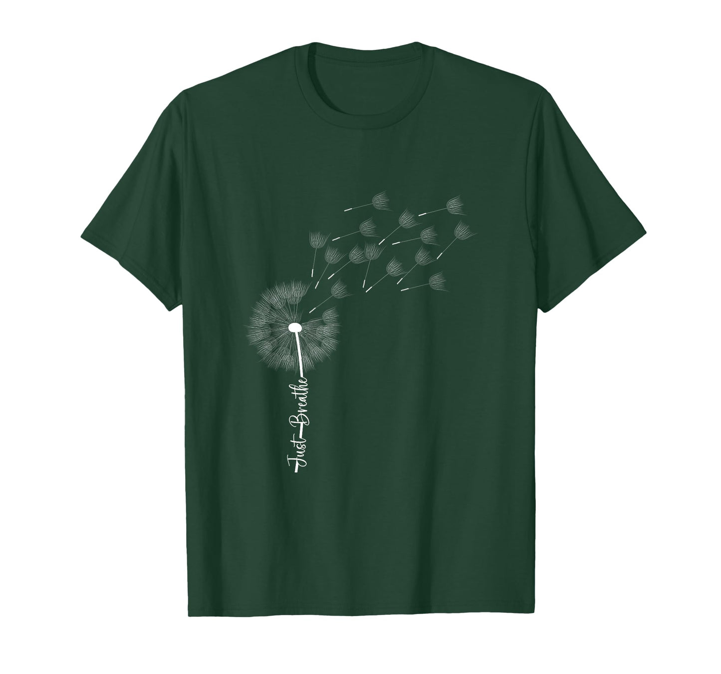 Dandelion Graphic Just Breathe Letter Print Inspirational T-Shirt