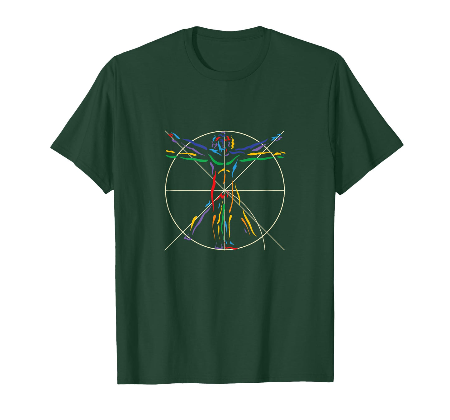 Anatomy DaVinci Vitruvian Man Chakra colors T-shirt T-Shirt