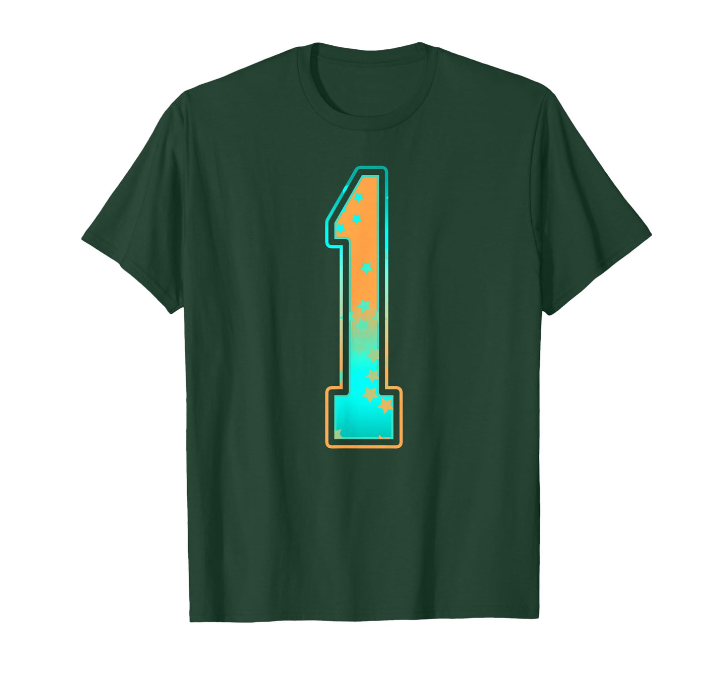 Mint Green Teal Orange Number 1 Jersey Player Uniform #1 T-Shirt