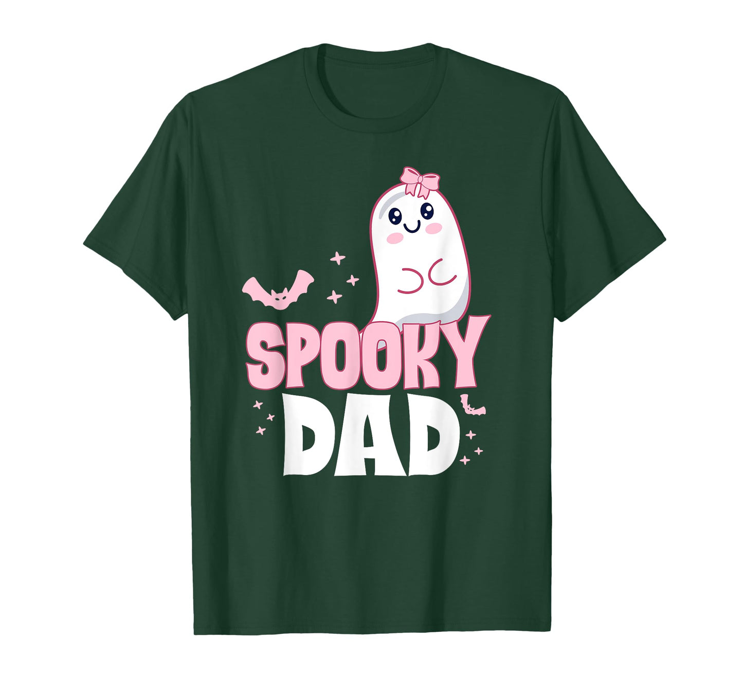 Spooky Dad Family Cute Pink White Ghost Boo Halloween T-Shirt