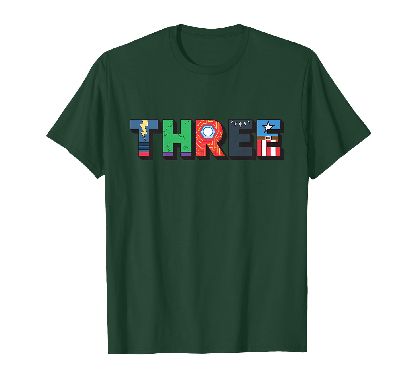 Marvel Super Heroes Avengers Numbers 3 Third 3rd Birthday T-Shirt