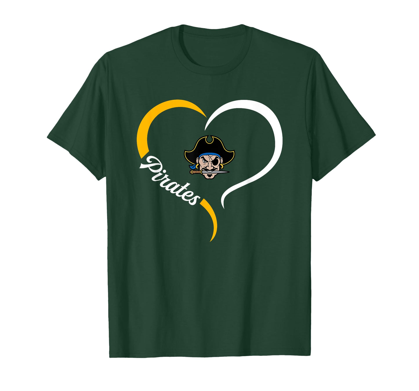 Fernandina Beach Pirates Logo Half Heart Slogan HS T-Shirt