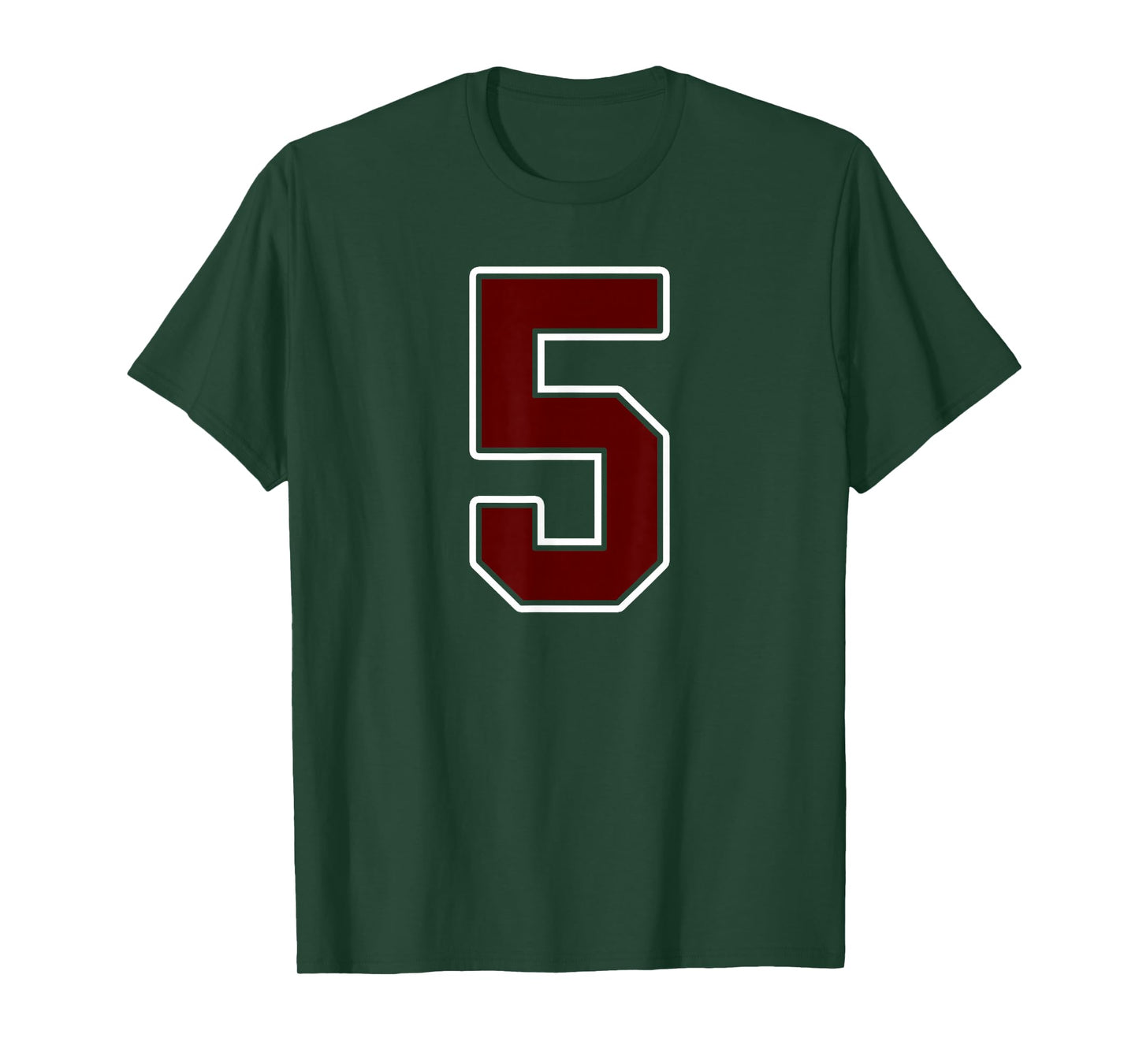 Maroon and White Number 5 Jersey Player Uniform #5 Fan T-Shirt