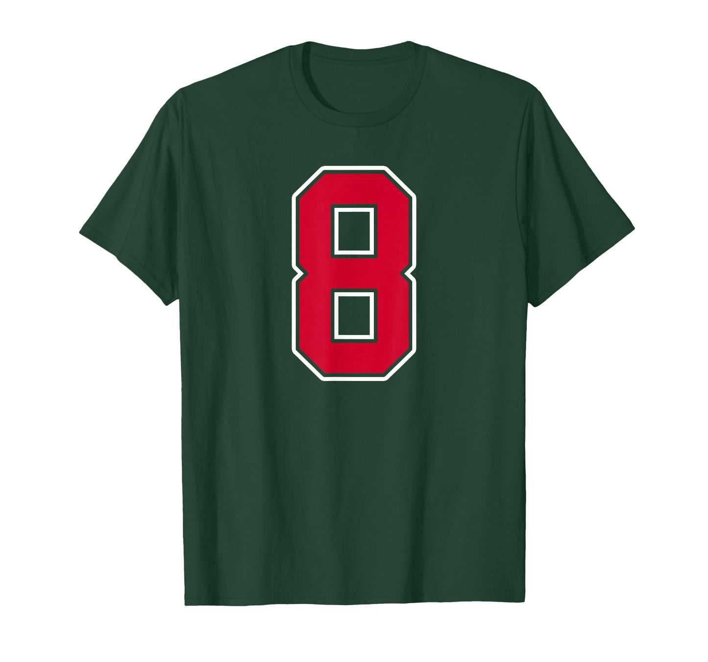 Red White Number 8 Jersey Player Uniform #8 T-Shirt