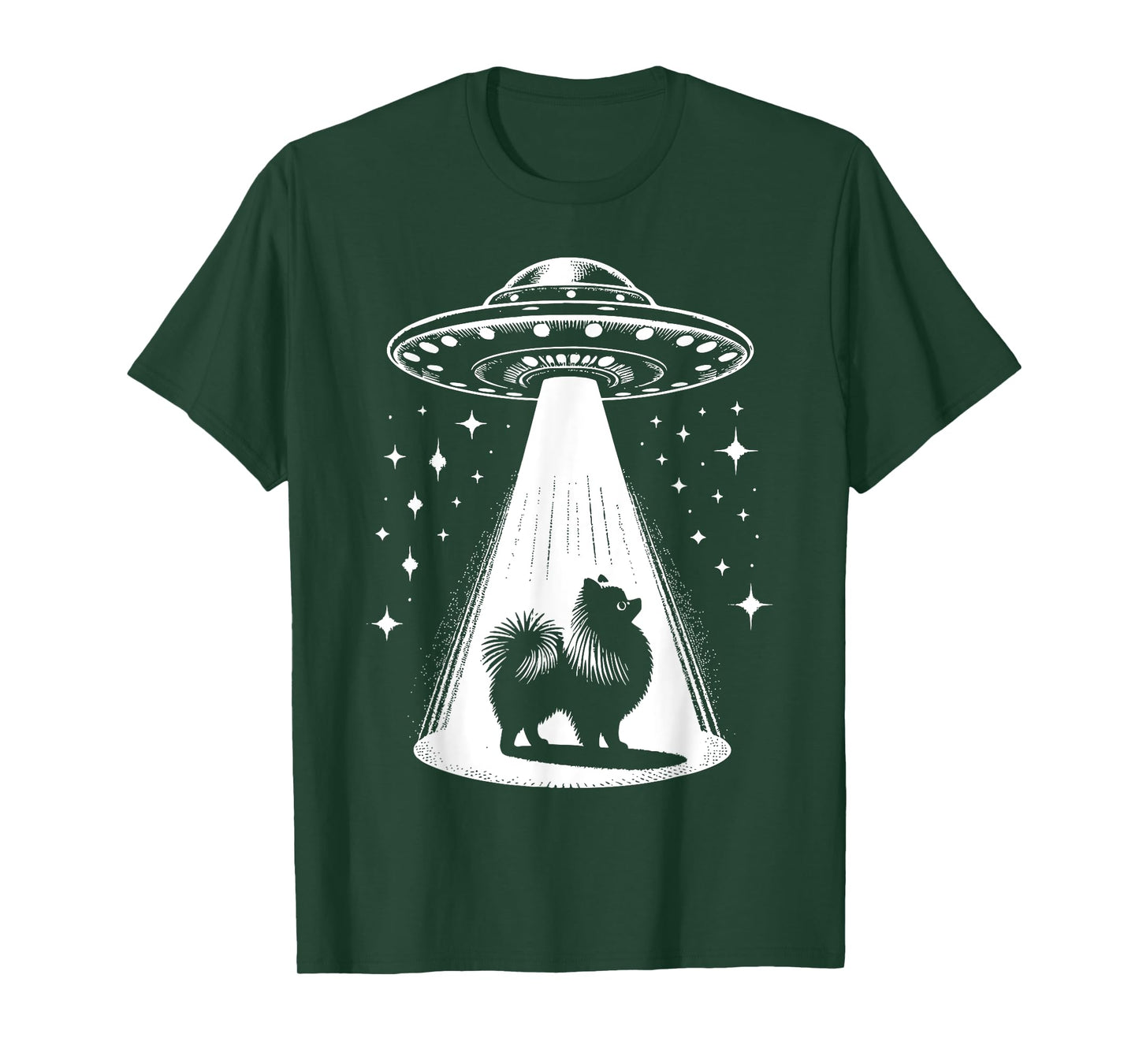 Pomeranian Mom Dad Dog - Funny Alien UFO Men Women T-Shirt