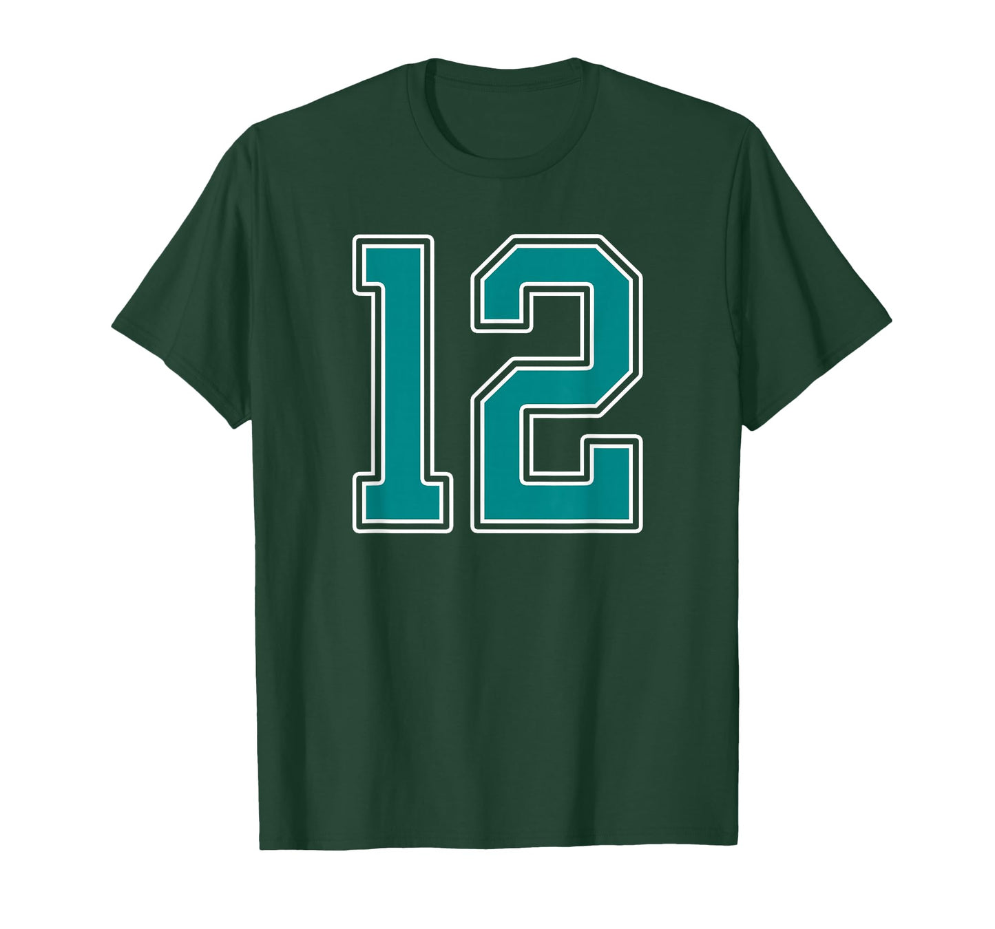 Teal and White Number 12 Jersey Player Uniform #12 Fan T-Shirt