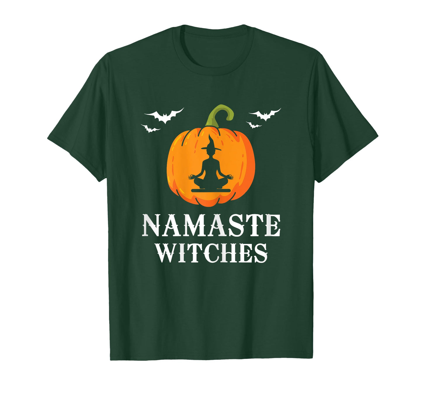 Womens Namaste Witches Pumpkin Yoga meditation Halloween Women Fun T-Shirt