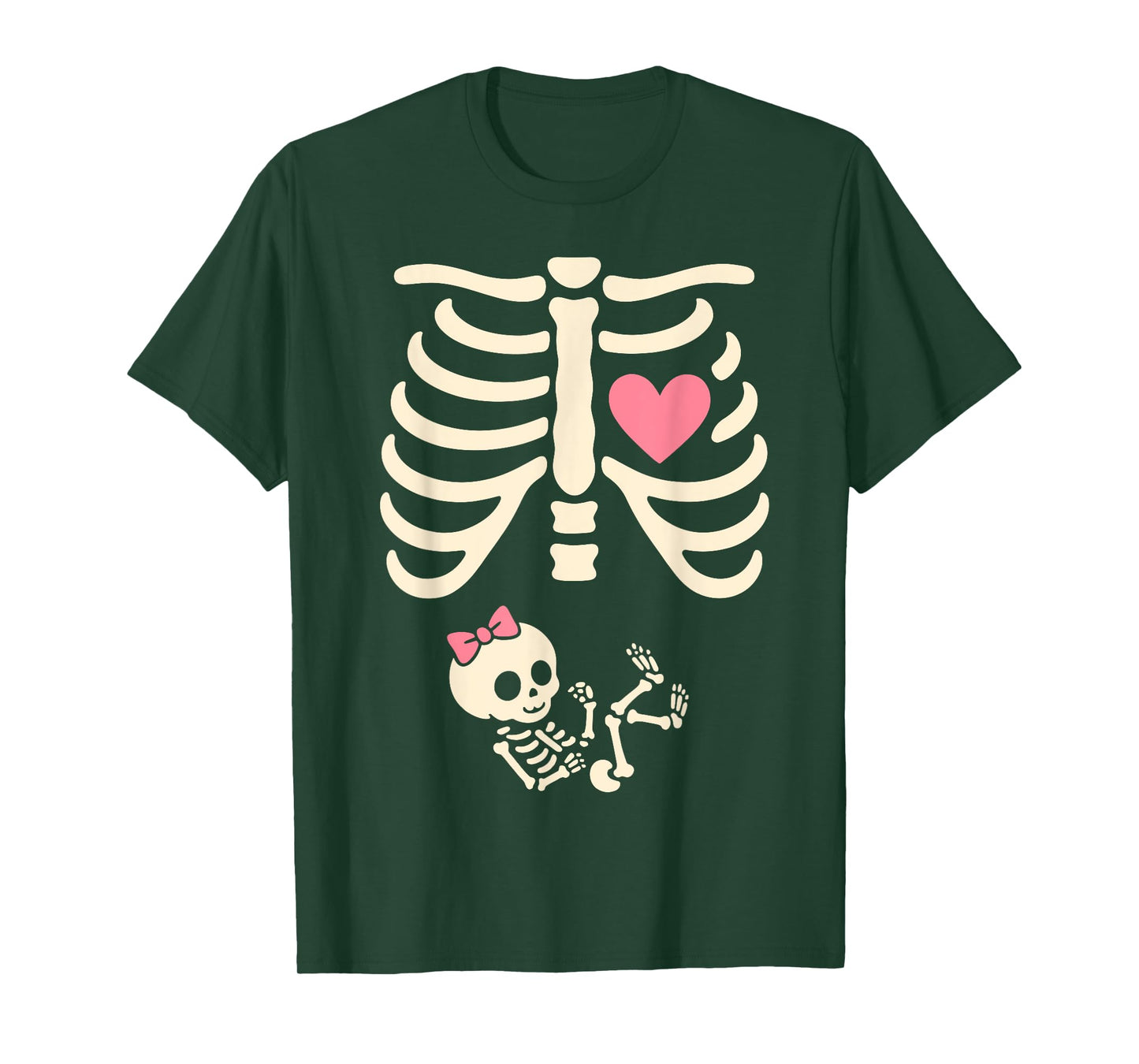 Halloween Skeleton Pregnancy Baby Girl Funny Pregnant T-Shirt