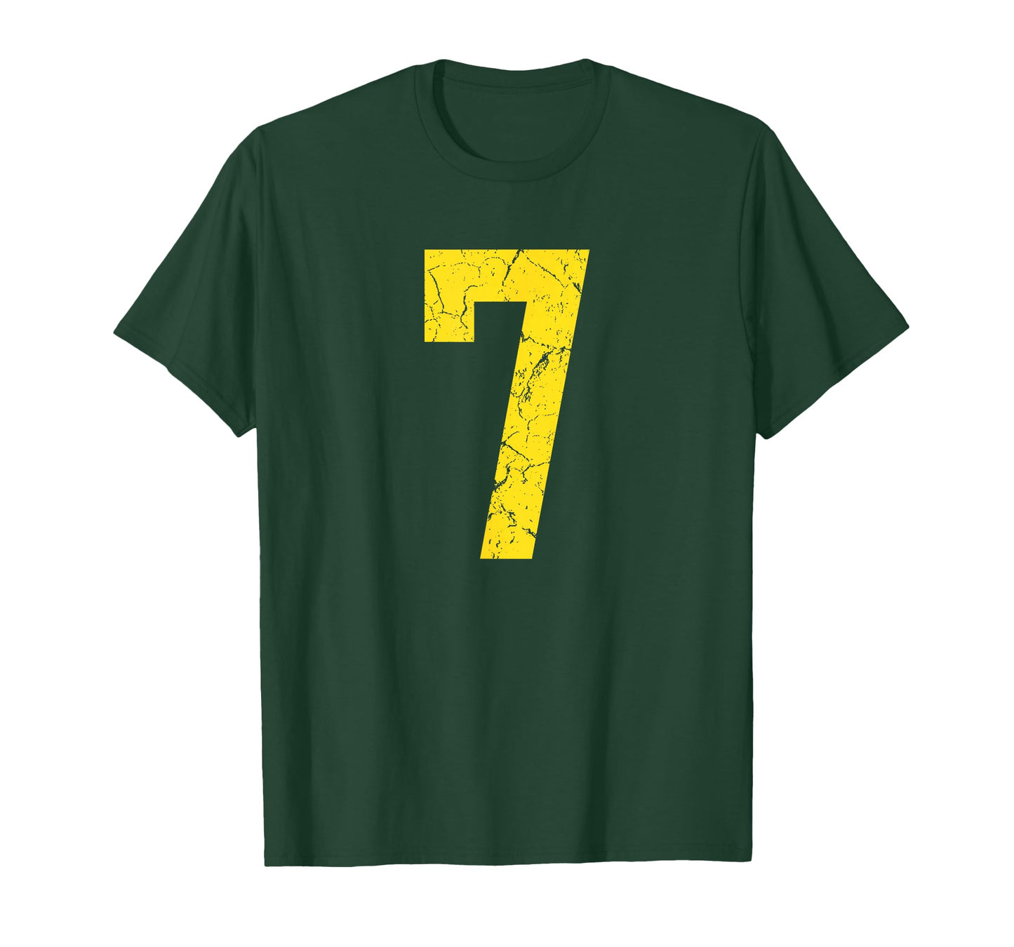 Distressed Bright Gold Number 7 Jersey Player Uniform #7 T-Shirt