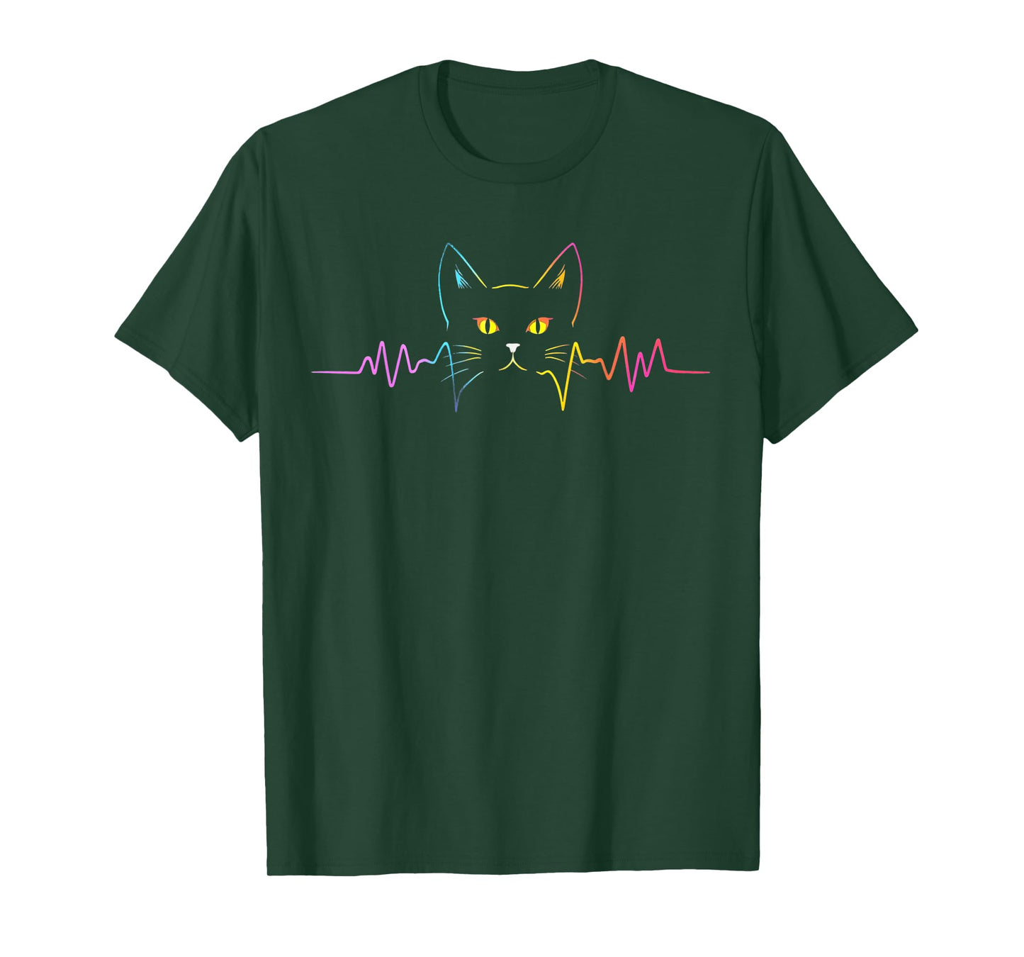 Heartbeat Cat Lover Cute Cat Owner Animal Silhouette Art ECG T-Shirt