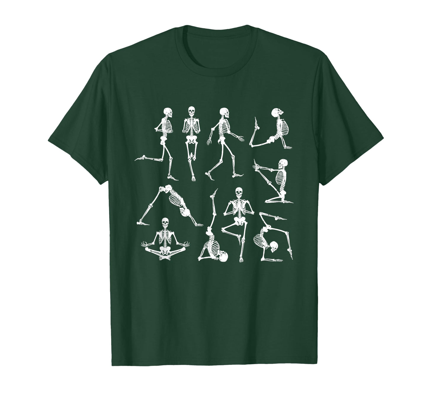 Skeleton Yoga Poses Funny Halloween Flexible Bone Yogi Crew T-Shirt