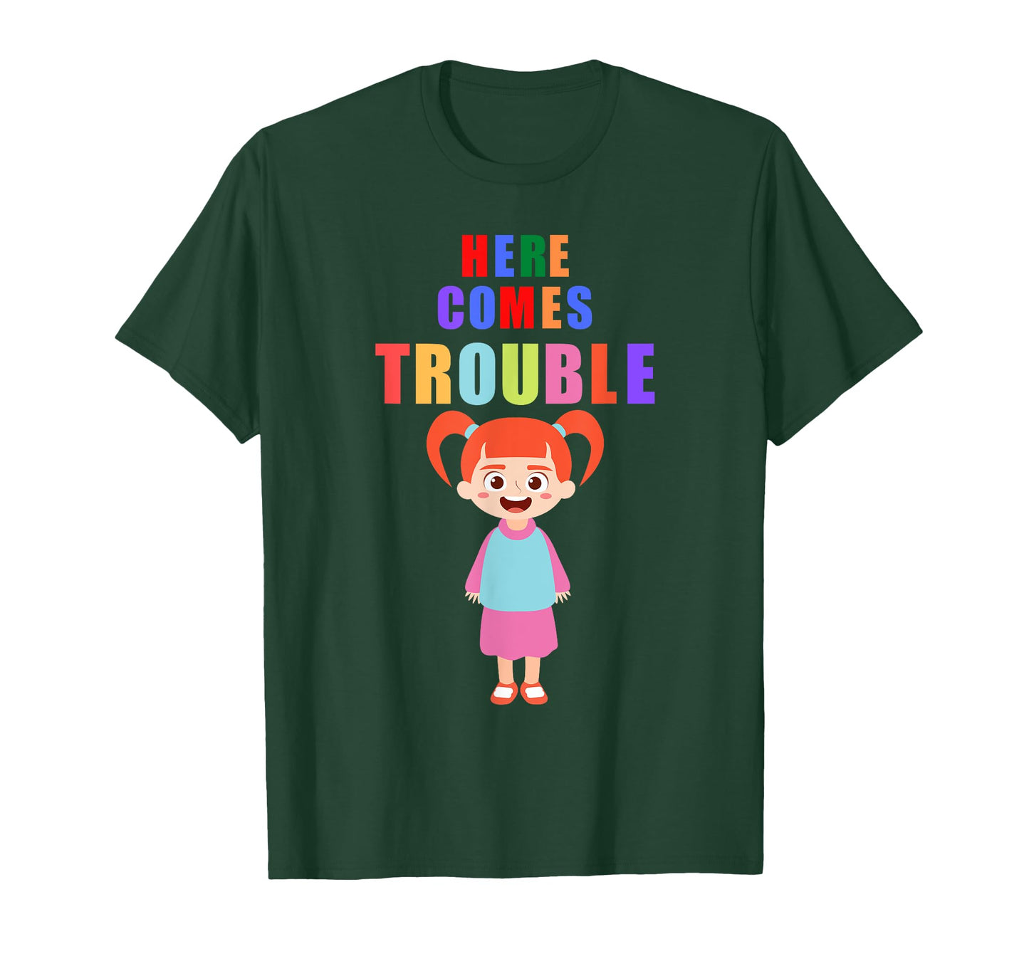Here comes trouble funny redhair girl kids gift T-Shirt