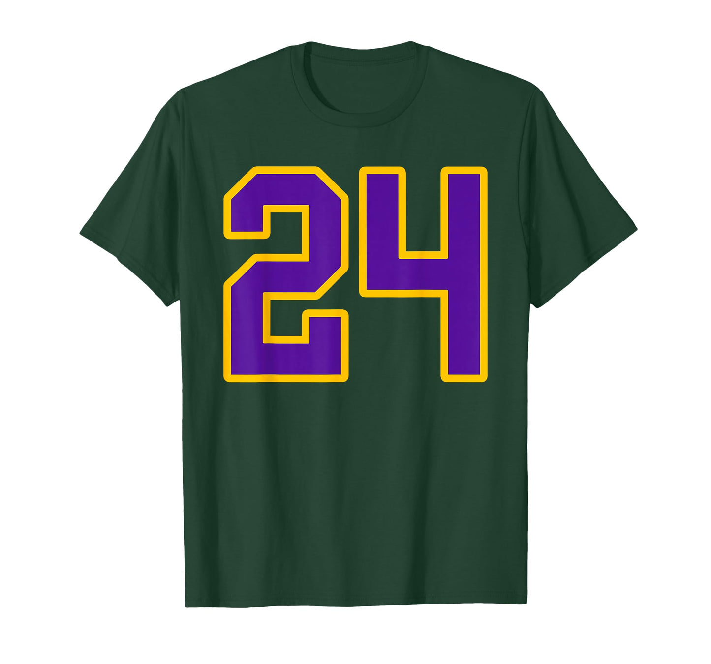 Purple and Gold Number 24 Jersey Player Uniform #24 Fan T-Shirt