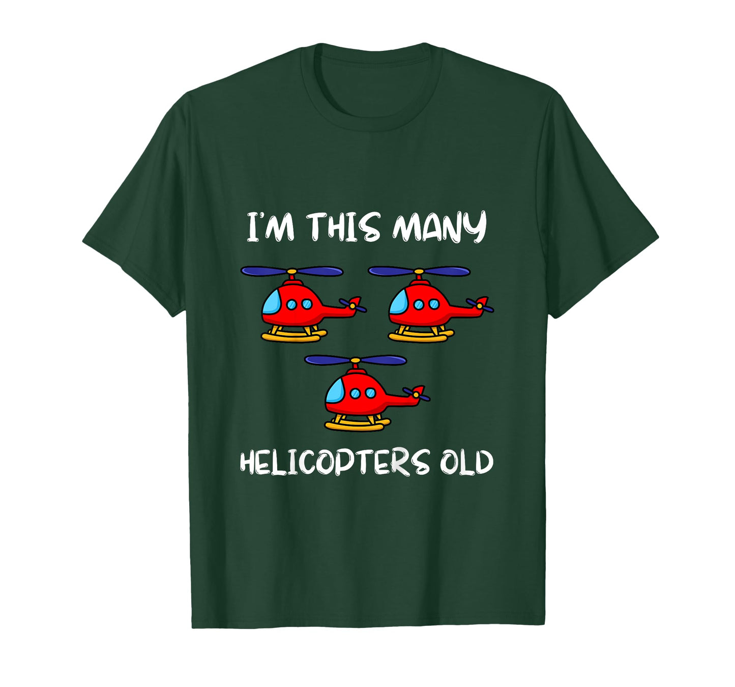 I'm This Many Helicopters Old 3rd Birthday 3 Years Old Bday T-Shirt