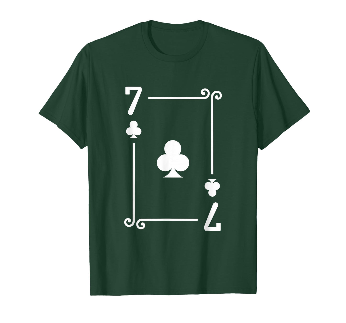 7 Clubs Playing Card Graphic - White Seven Card T-Shirt