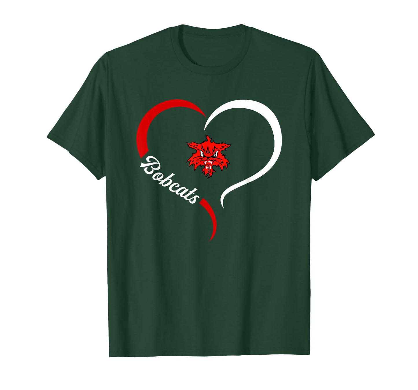 Marshalltown Bobcats Logo Half Heart Slogan HS T-Shirt