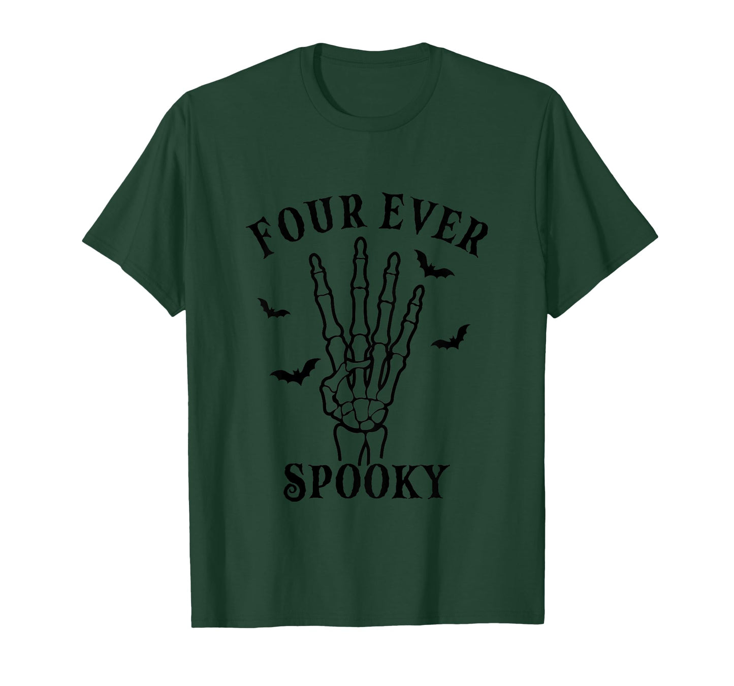 4th Birthday Halloween Four Ever Spooky Kids Skeleton Hands T-Shirt
