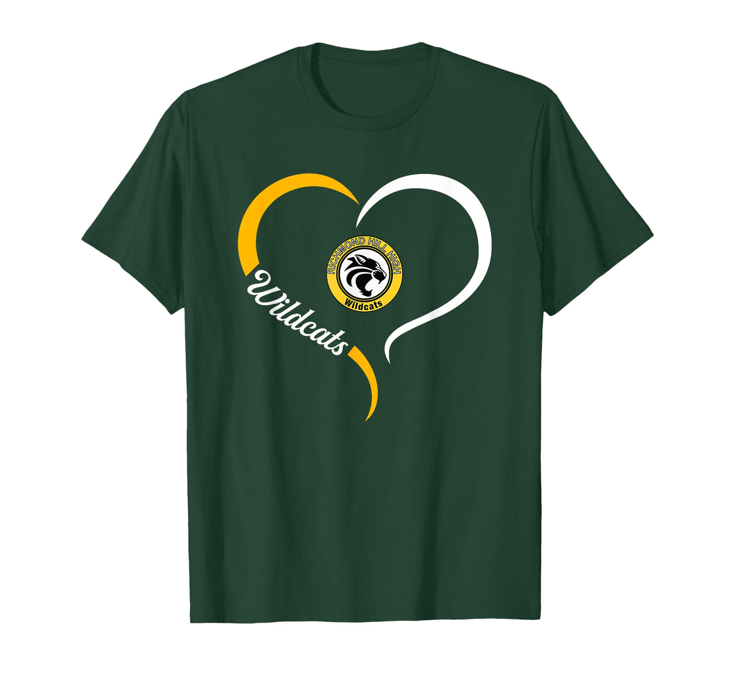 Richmond Hill Wildcats Logo Half Heart Slogan HS T-Shirt