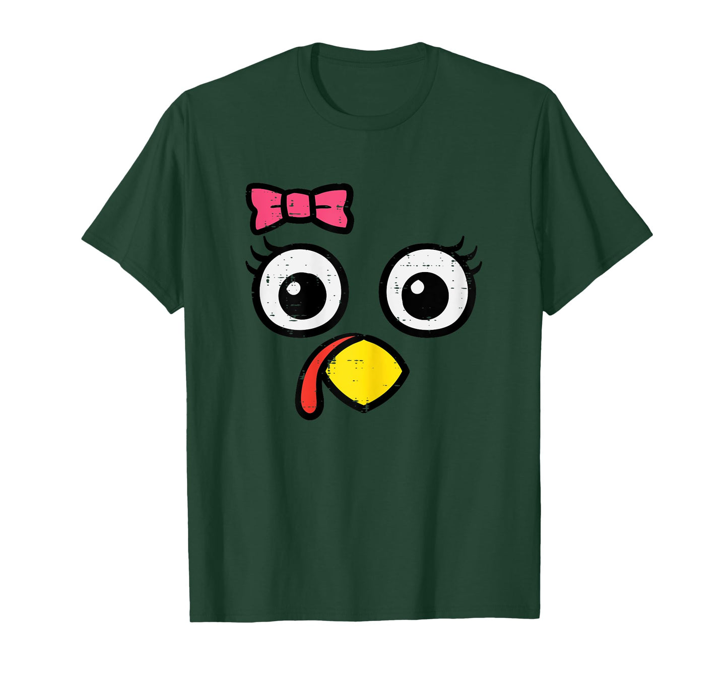 Thanksgiving Turkey Face Bow Fall Girls Toddler Kids Youth T-Shirt