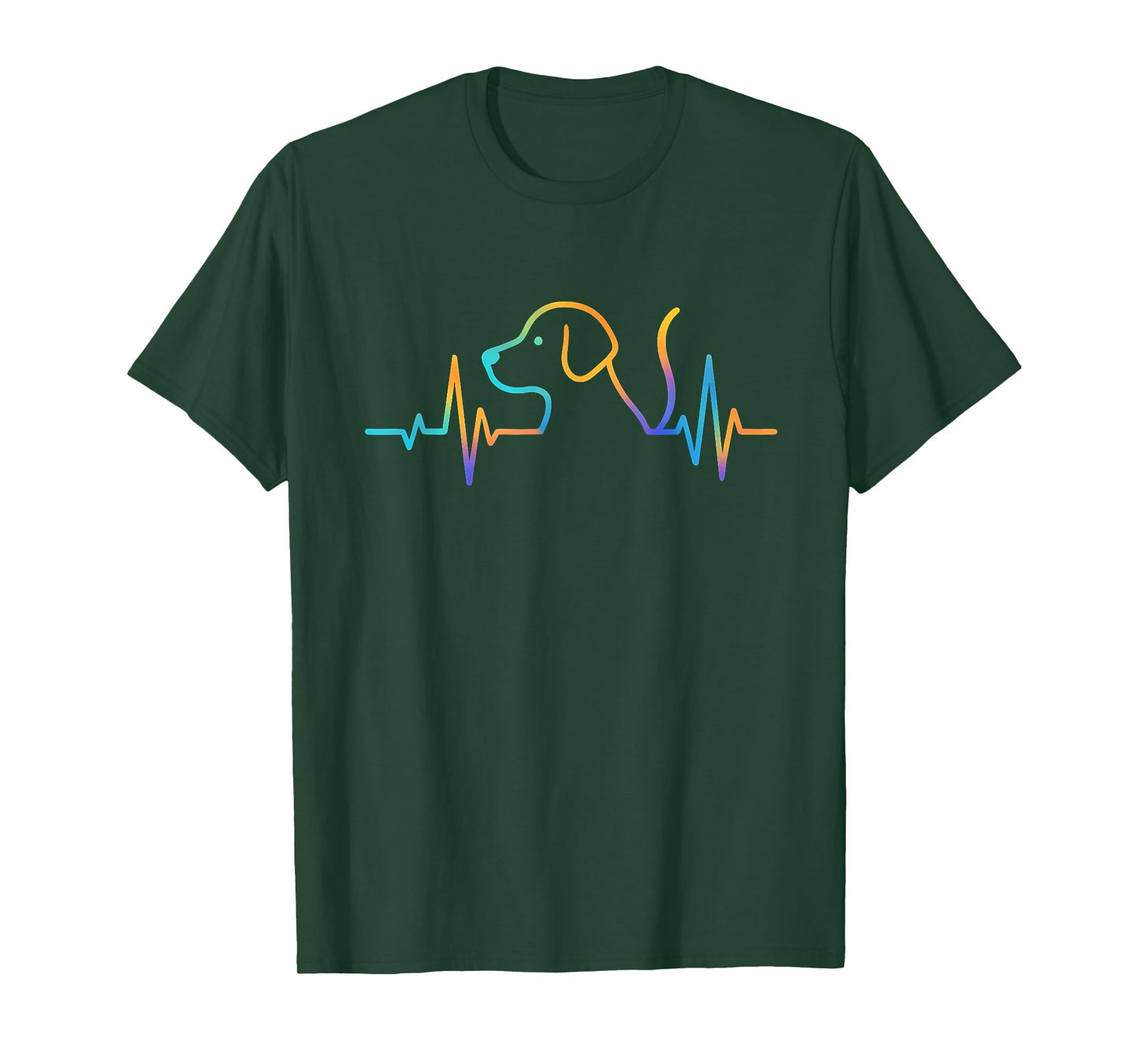 Dog Heartbeat Line Colorful Art for Men Kids Girl Dog Lover T-Shirt