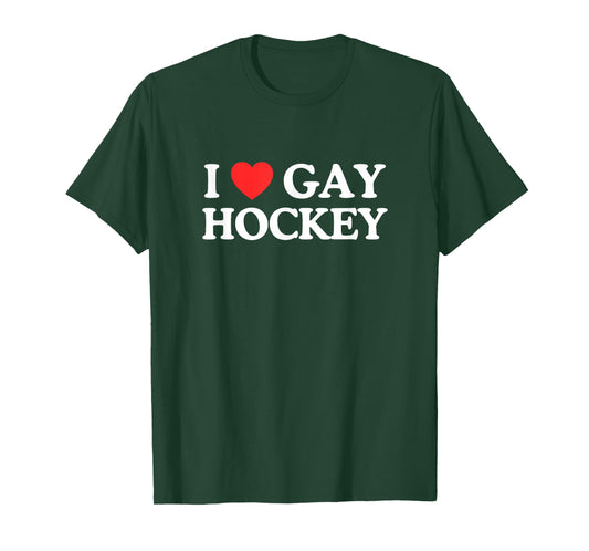 I Love Heart Gay Hockey Unhinged Gay Pride Parade Gen Z Meme T-Shirt