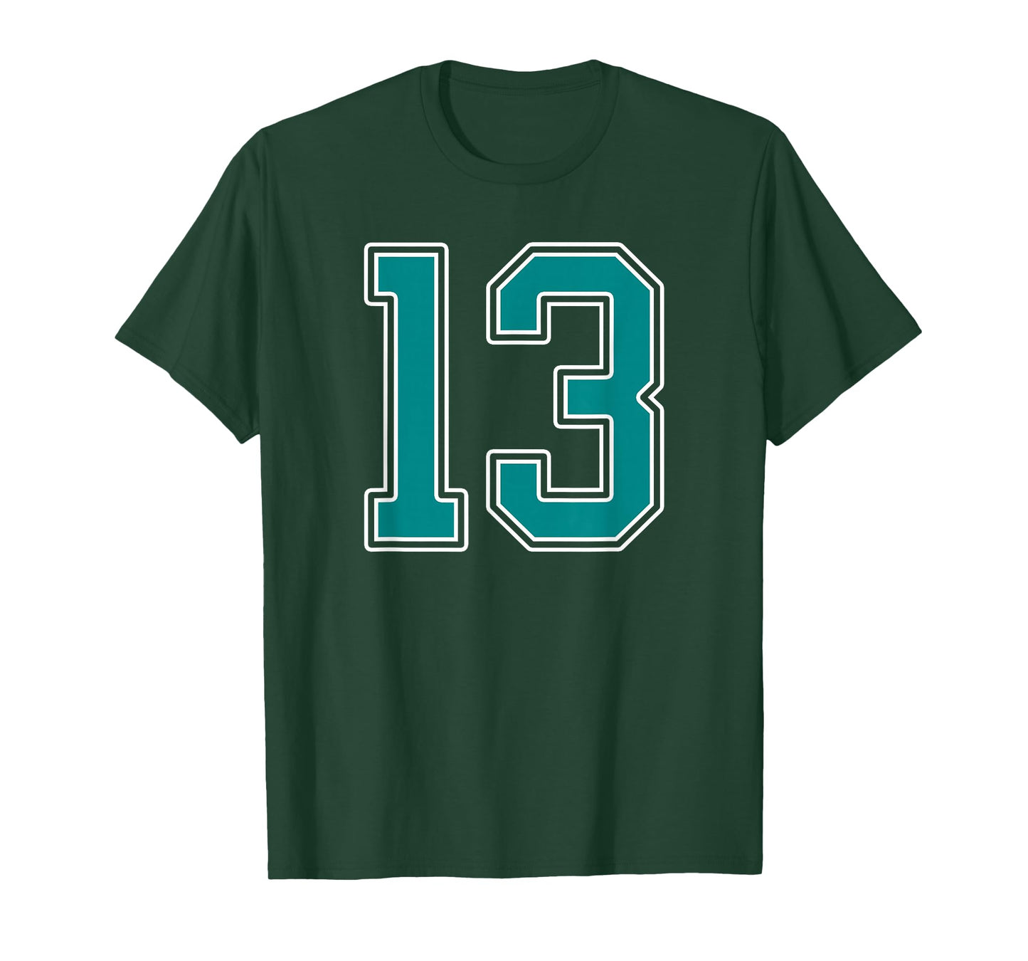 Teal and White Number 13 Jersey Player Uniform #13 Fan T-Shirt