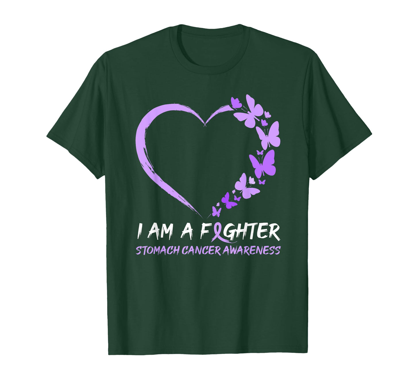 Butterfly Heart I Am A Fighter Stomach Cancer Awareness T-Shirt