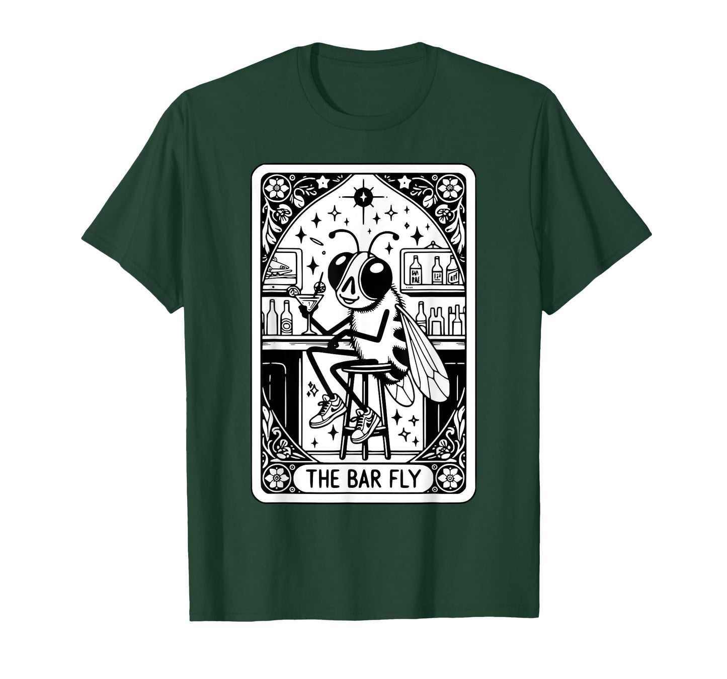 Bartender Tarot Card Cute Fly Cocktail Witchy Vibes Alcohol T-Shirt