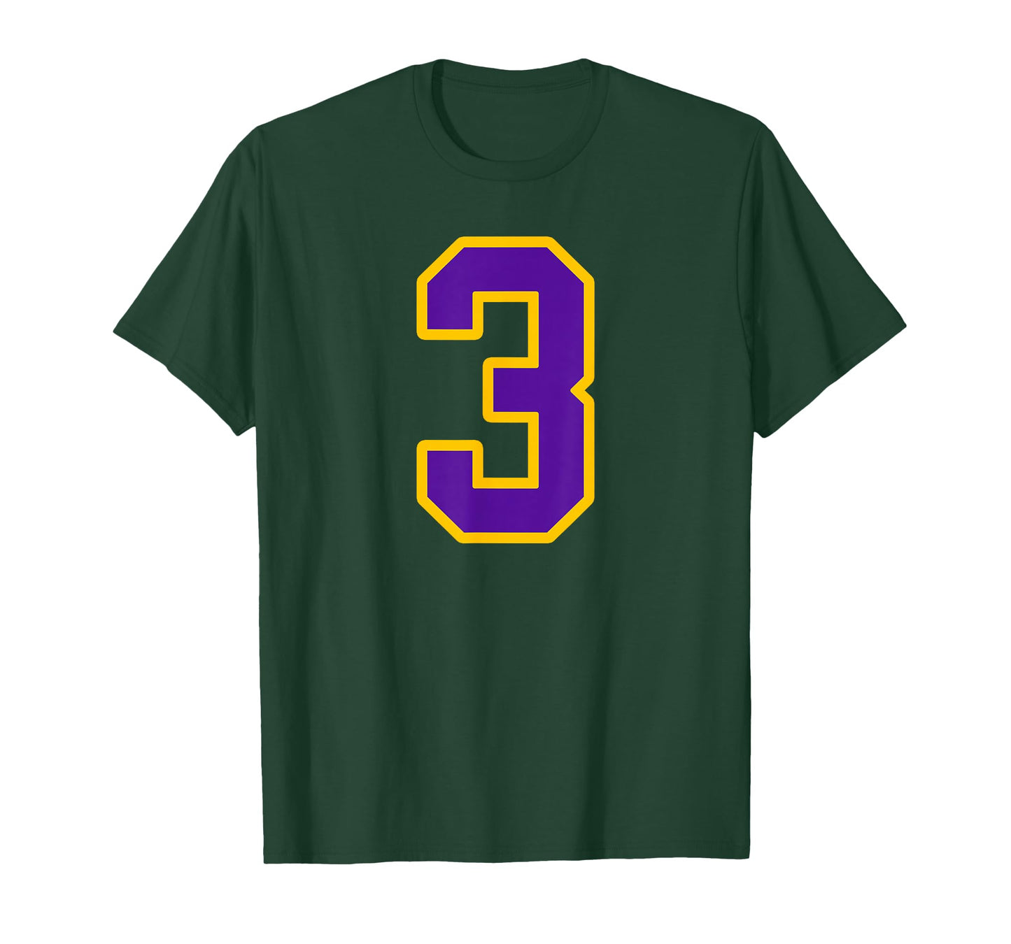 Purple and Gold Number 3 Jersey Player Uniform #3 Fan T-Shirt