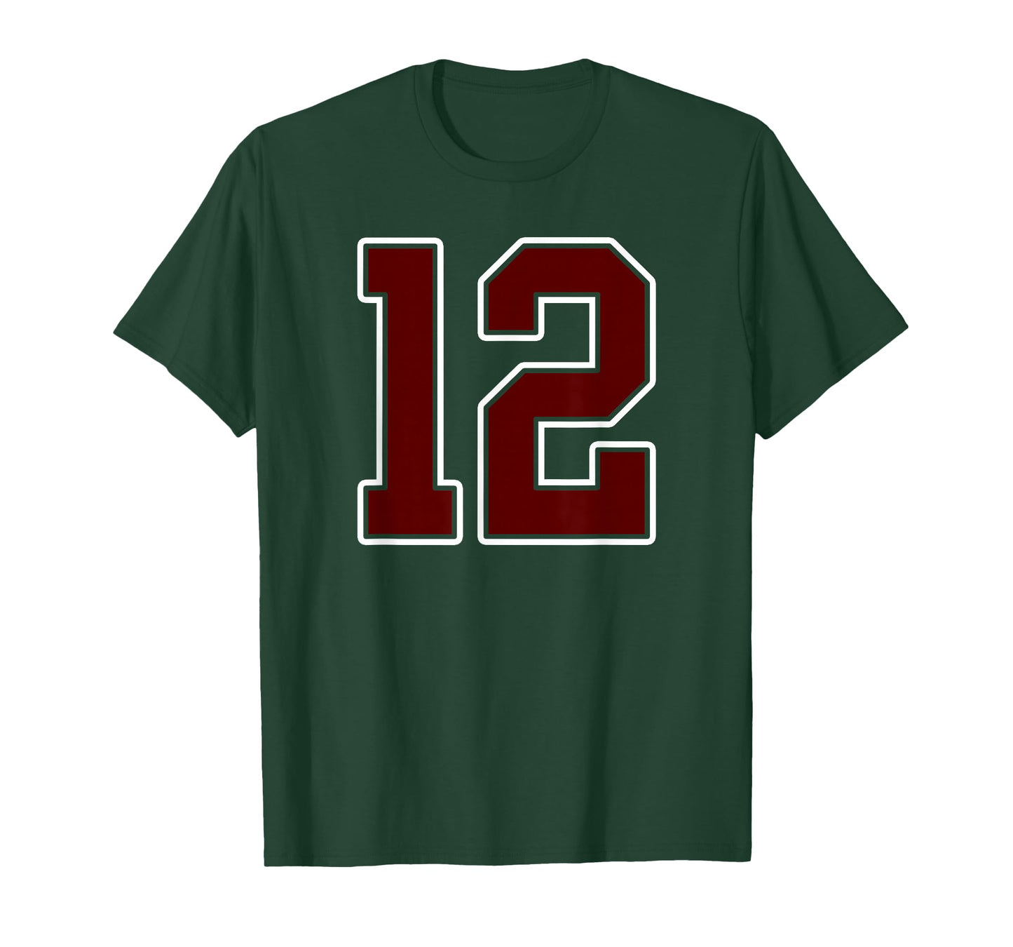 Maroon and White Number 12 Jersey Player Uniform #12 Fan T-Shirt