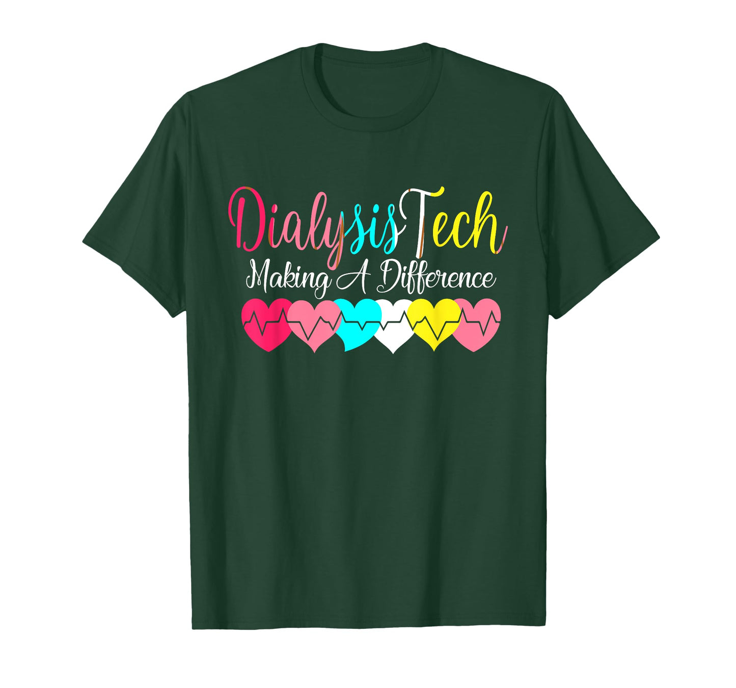 Dialysis Technician Heart Nephrology - Kidney Heartbeat Awareness T-Shirt - Women's Unisex Adult Size Small Black Short Sleeve Modern Crew Neck Classic Fit Pull On T-Shirt