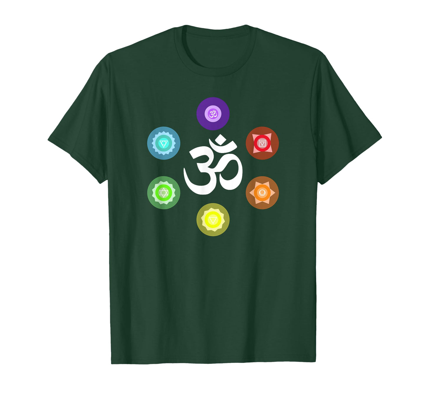 Sacred Geometry Yoga Metatrons Rainbow Chakras T-Shirt