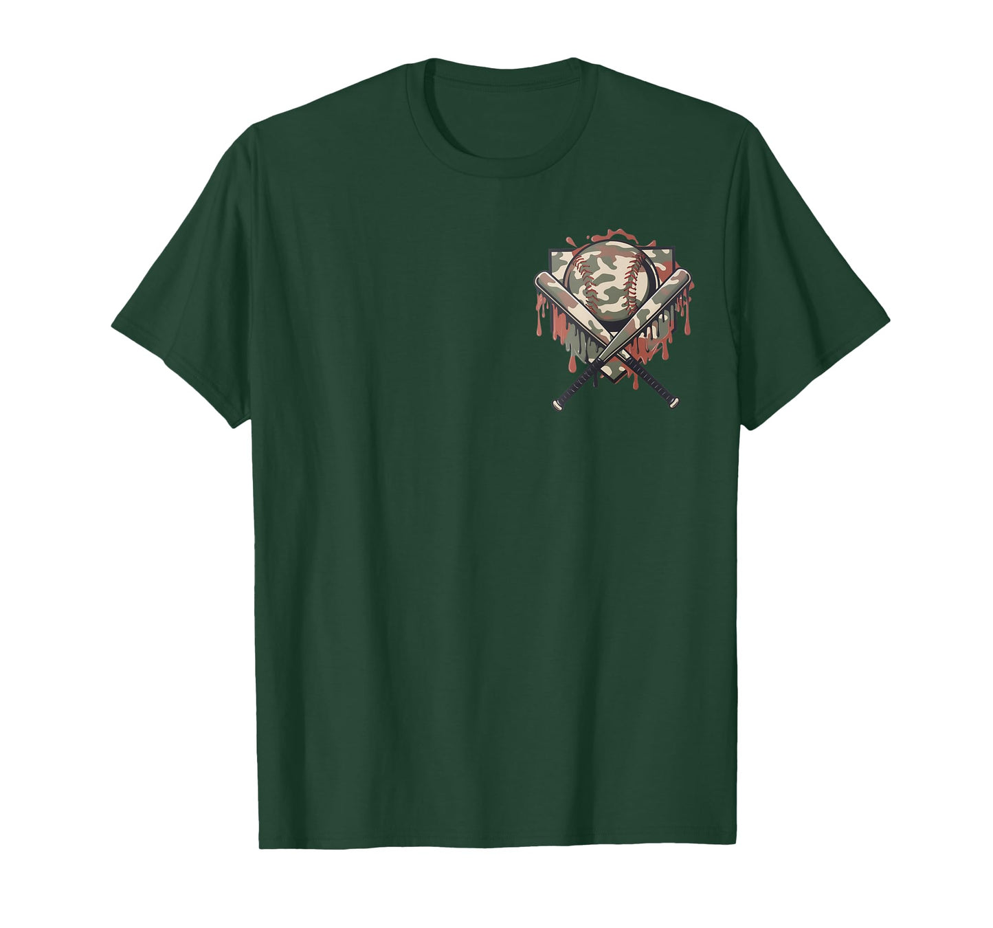 Camo Baseball Drip Shirt Boys Ice Cream Dripping Pocket T-Shirt