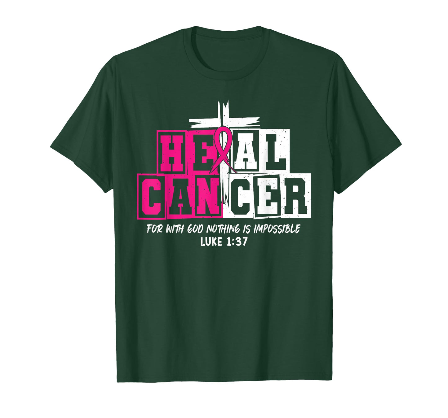 Heal Cancer Jesus Christian Pink Breast Cancer Awareness T-Shirt