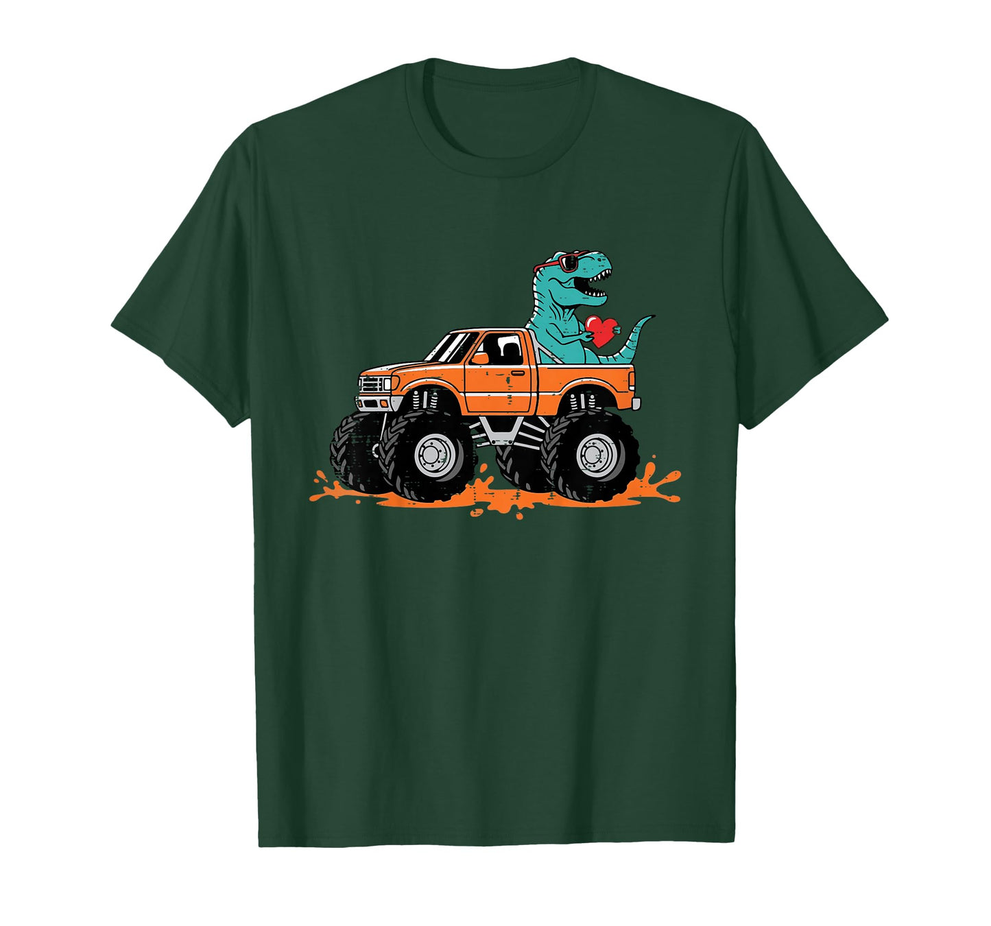 Kids Valentines Day Dino Trex Monster Truck Cool Boys Kids Youth T-Shirt