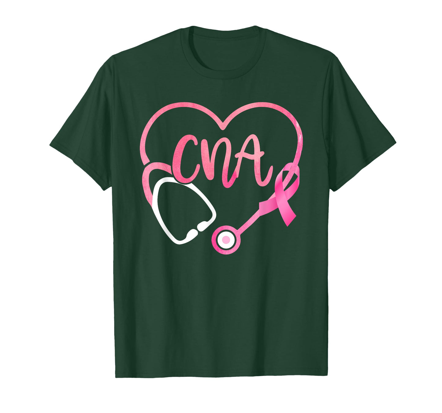 CNA Heart Stethoscope Pink Ribbon Breast Cancer Awareness T-Shirt