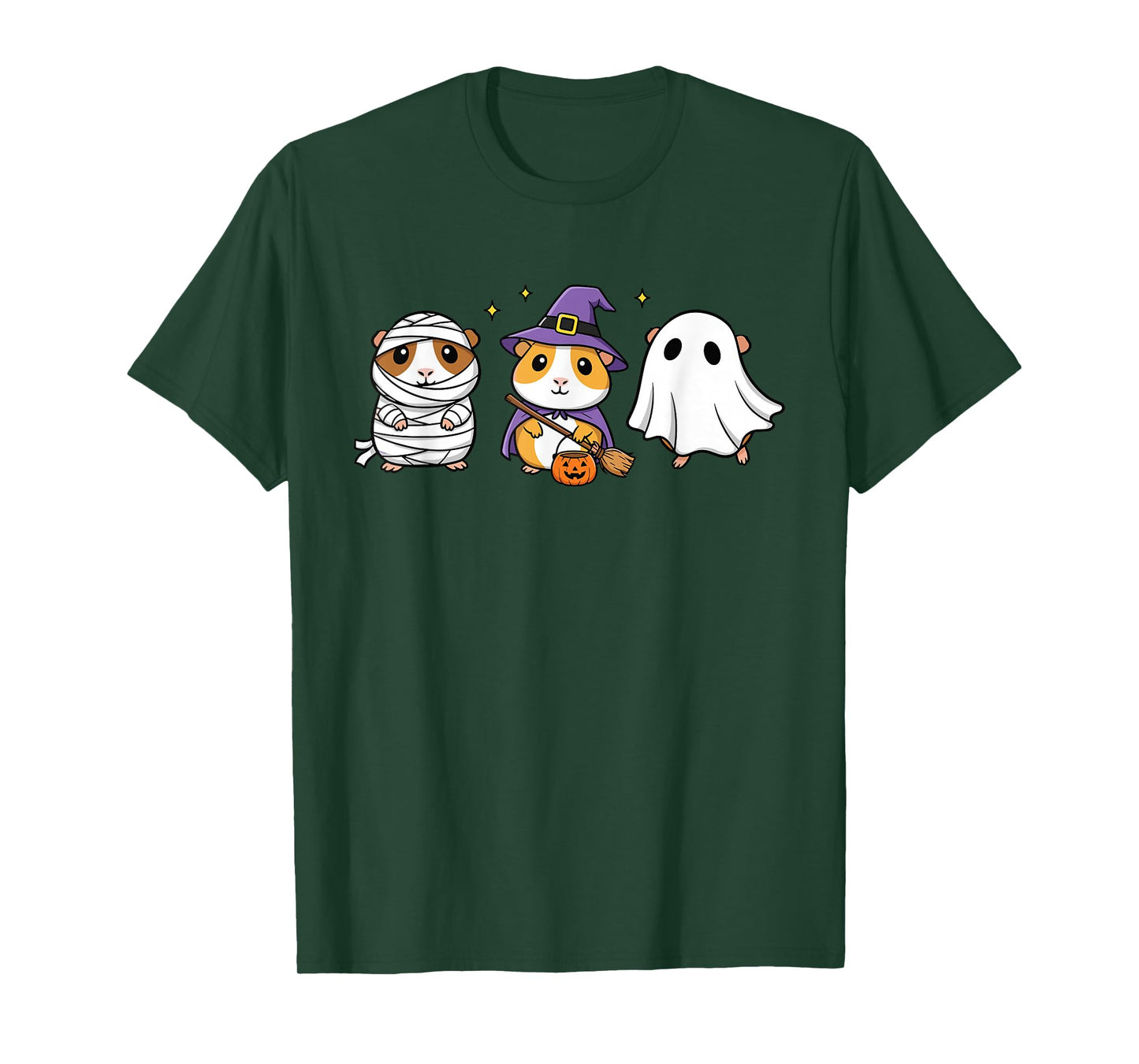 Cute Guinea Pig Halloween Costumes Mummy Witch Ghost T-Shirt