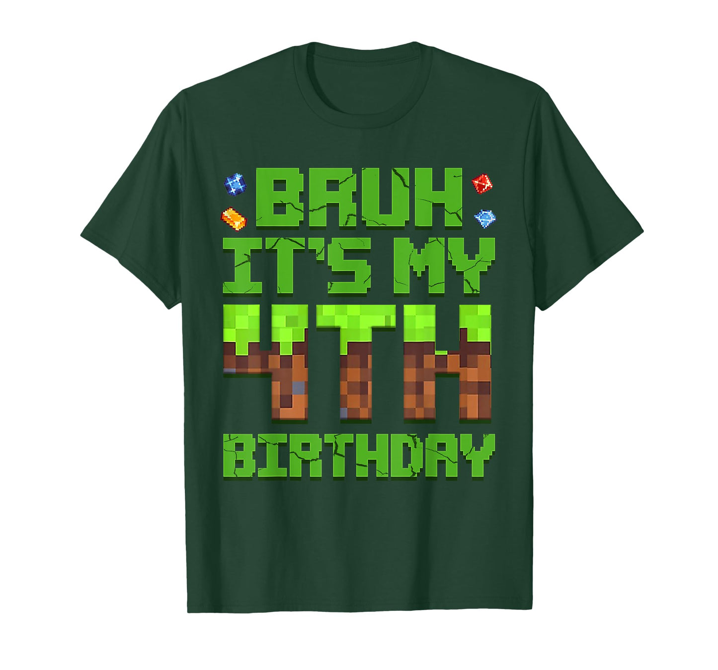 Boy Kids Bruh It's My 4th Birthday Birthday Boy Game Pixel T-Shirt