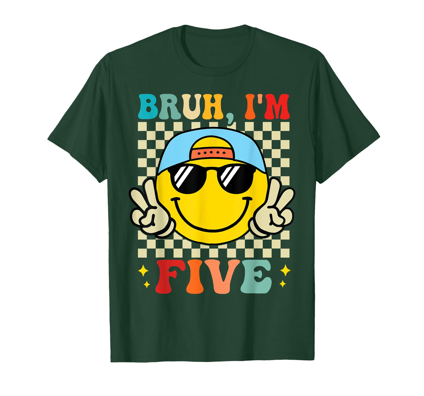 Bruh I'm Five 5 5th Birthday Groovy Boys Girls 5 Years Old T-Shirt