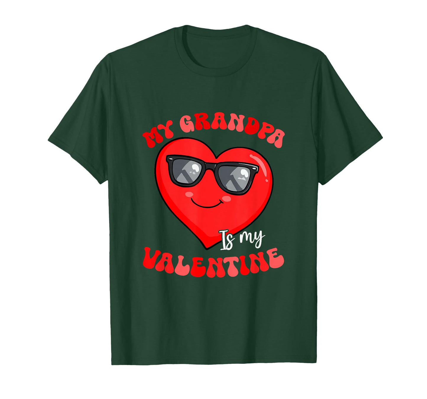 Grandpa is My Valentine Heart Sunglasses Girls Proud Family T-Shirt