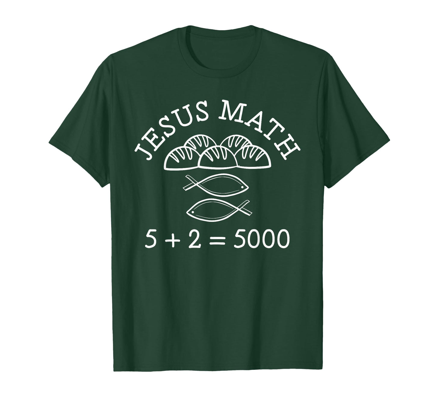 2 Fishes 5 Breads Jesus Feeds The 5000 Christian Jesus Math T-Shirt