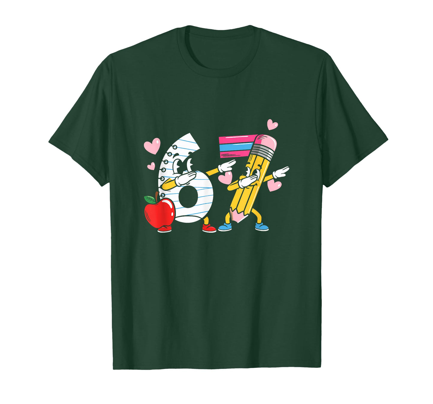 67 Days of School Dab Teacher 6-7 Six Seven Student Dabbing T-Shirt
