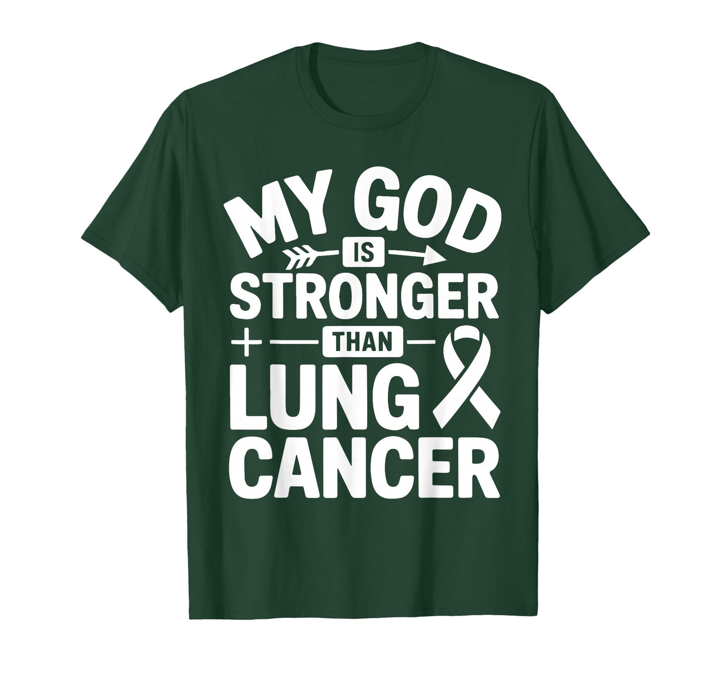 Lung Cancer Support God's Strength White Ribbon Awareness T-Shirt