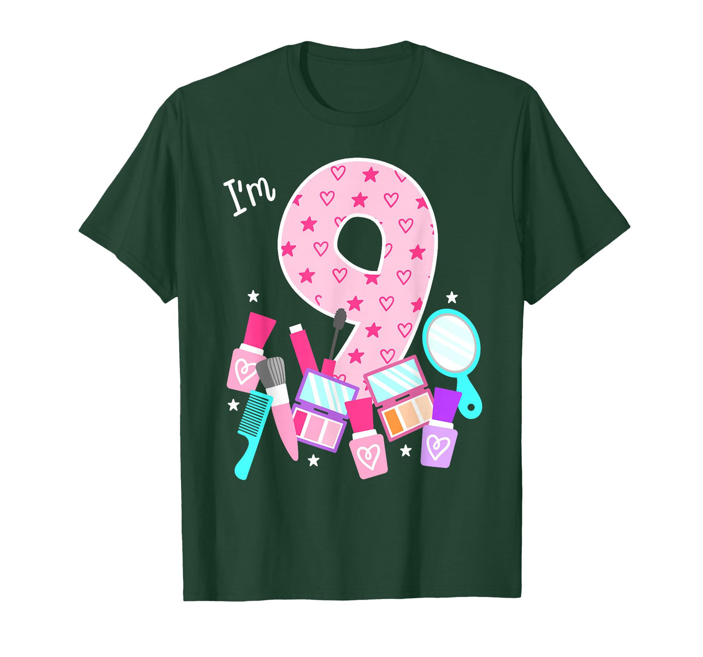 Spa Birthday Party I'm 9 Girls Makeup 9th Bday Kids Toddlers T-Shirt